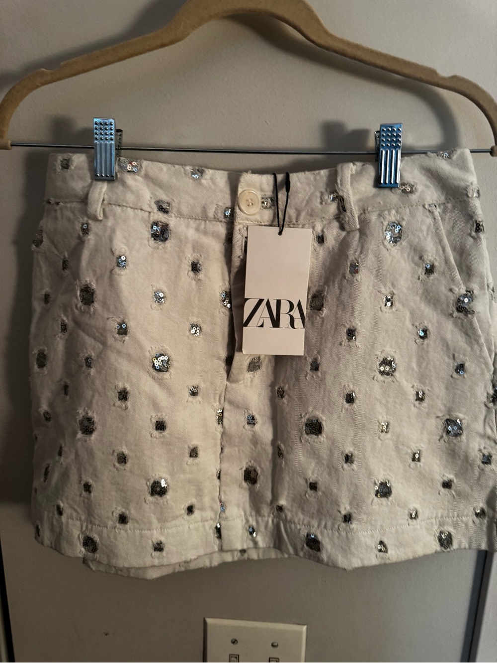 Zara Cream Embellished Skort NWT - Picture 8 of 9